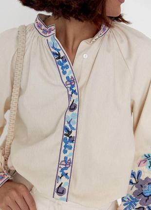 Турецкая оверсайз блуза блузка вышиванка с рукавами фонариками3 фото