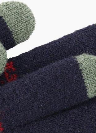 Перчатки с узором олень, для сенсорных экранов, темно-розовые