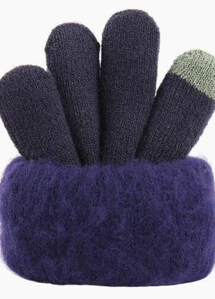 Перчатки с узором олень, для сенсорных экранов, темно-розовые