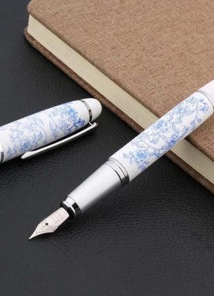 Перова чорнильна ручка "asian luxury", відкрите перо "genius iridium" із середнім наконечником,  порцелянова4 фото