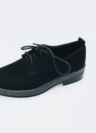 Женские туфли замшевые black crystal