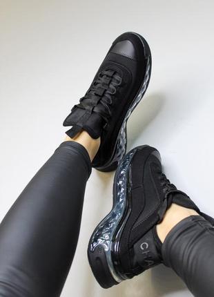 Жіночі кросівки chanel crystal sneakers black