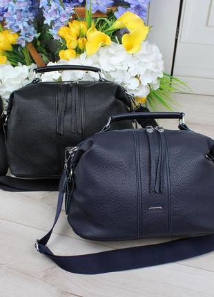 Женская стильная и качественная сумка из эко кожи черная10 фото