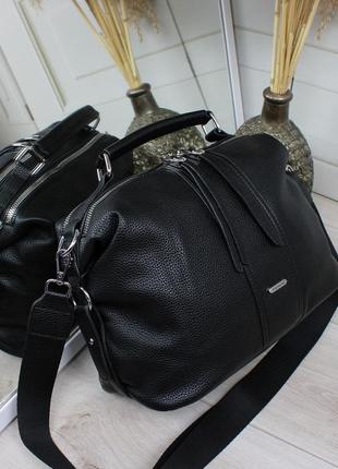 Женская стильная и качественная сумка из эко кожи черная8 фото