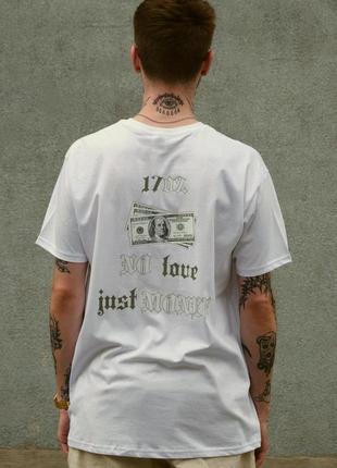 Мужская оверсайз футболка с принтом without dollar white2 фото