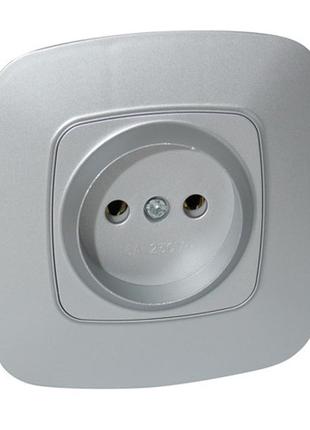 Розетка одинарная без заземления серебро ela