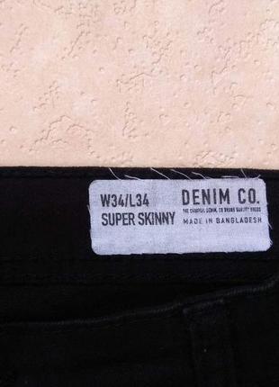 Мужские брендовые черные джинсы скинни denim co, 34 pазмер.2 фото