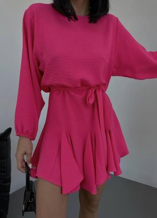 Сукня плаття міні рожеве барбі2 фото