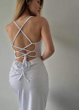 Сукня міді на зав'язках з відкритою спиною 7009 фото