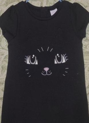 Черное платье с котиком на хеллоуин halloween.черная кошка платье.
