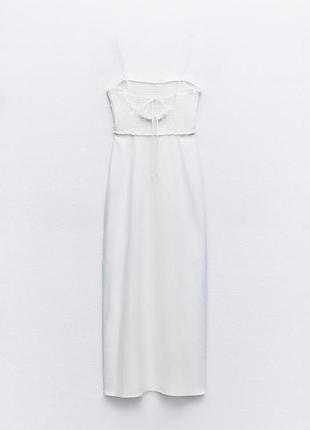 Лляна біла жіноча сукня zara new2 фото
