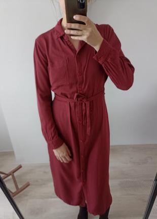 Коричневое платье-рубашка, размер xs-s