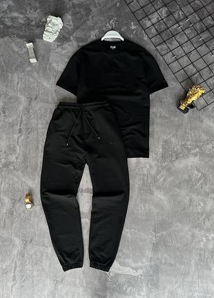 Мужской летний костюм nike футболка + штаны черный комплект найк на лето (b)