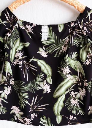 Роскошная летняя женская блуза черная с цветочным принтом листья блузка yours большой размер xl-2xl3 фото