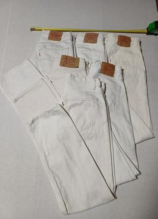 6 шт джинси білі vintage  талія 70 чи 74 чи 76 чи 80 чи 84см levis 501  made in usa   деталі в описі