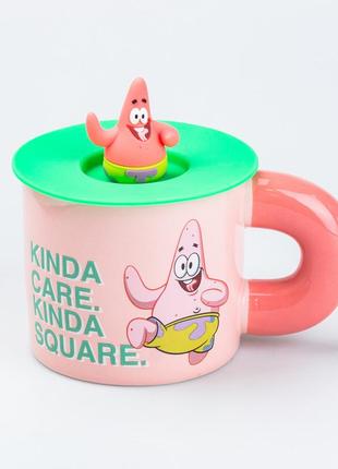 Чашка керамічна з кришкою "патрік стар" 400 мл patrick star