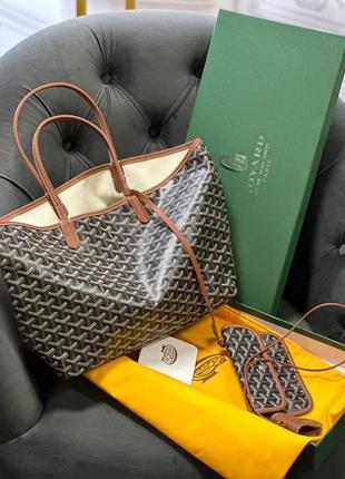 Сумка шоппер в стиле goyard в комплекте кошелек6 фото