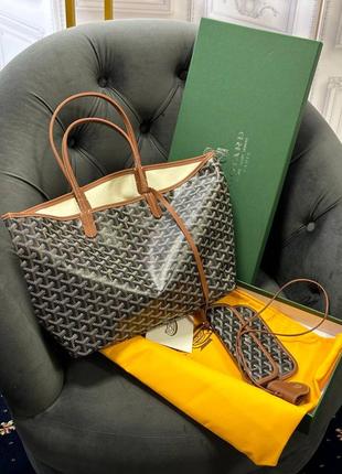 Сумка шоппер в стиле goyard в комплекте кошелек8 фото