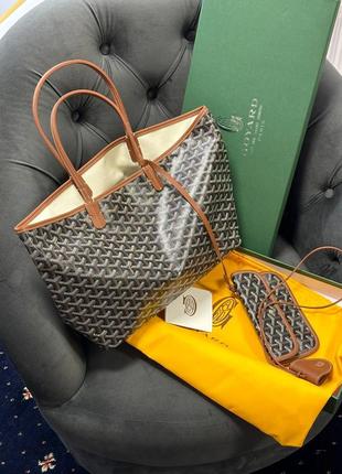 Сумка шоппер в стиле goyard в комплекте кошелек9 фото