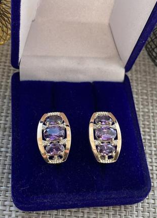 Срібні сережки з золотими вставками