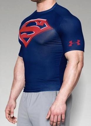 Оригинальная компрессионная спортивная футболка under armour x dc comics superman10 фото
