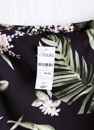 Роскошная летняя женская блуза черная с цветочным принтом листья блузка yours большой размер xl-2xl5 фото
