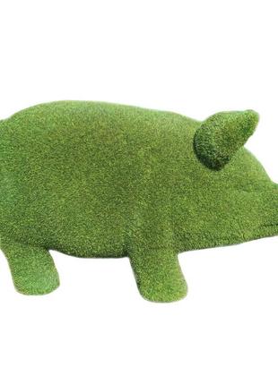 Декоративная садовая фигурка "green pig" 35х15х18см садовые фигуры из полистоуна, фигурка в сад для дачи (st)5 фото