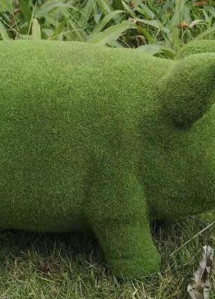 Декоративная садовая фигурка "green pig" 35х15х18см садовые фигуры из полистоуна, фигурка в сад для дачи (st)3 фото