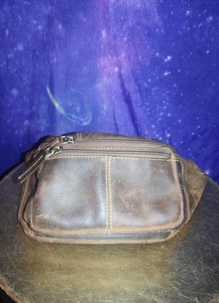 Поясна плечова сумка бананка з натуральної шкіри крейзі хорс