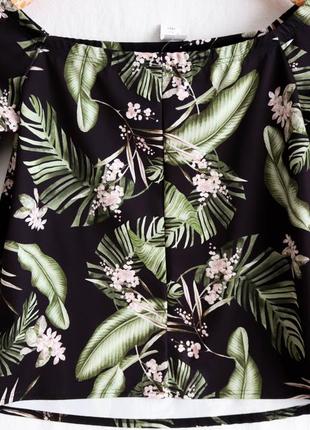 Роскошная летняя женская блуза черная с цветочным принтом листья блузка yours большой размер xl-2xl6 фото