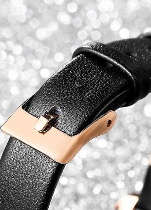 Набор аксессуаров 5 шт: часы чёрный ремешок, подвеска, браслет, серьги и кольцо клевер в футляре на подарок6 фото