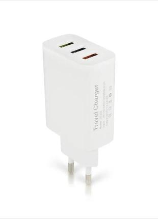 Зарядний пристрій 220в 2,4а usbx3 travel charger 27-222/ 7343 (500)