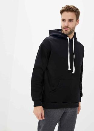 Черное худи на флисе