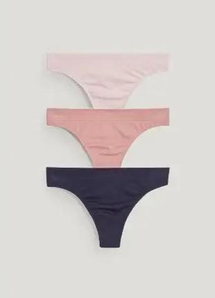 Бесшовные стринги c&a, 3 штуки, размер m, цвет синий, розовый
