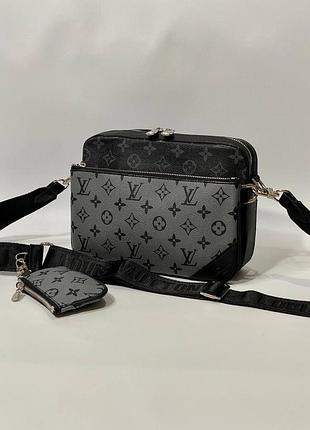 Мужская качественная и стильная брендовая сумка месенджер из натуральной кожи 3 в 1