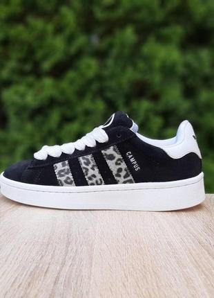 Жіночі кросівки | adidas campus 00s black leopard | чорні з леопардом та білим | замша, :38