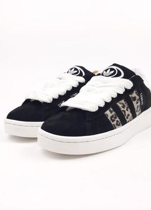 Жіночі кросівки | adidas campus 00s black leopard | чорні з леопардом та білим | замша, :3810 фото