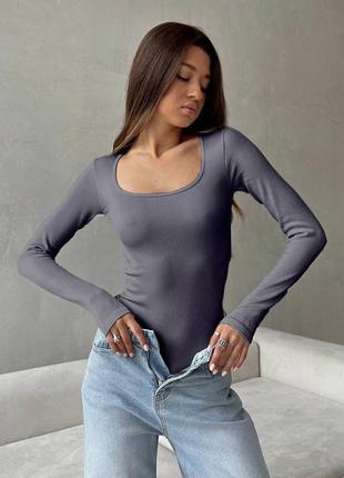 Базовий якісний боді з довгим рукавом на кнопках знизу