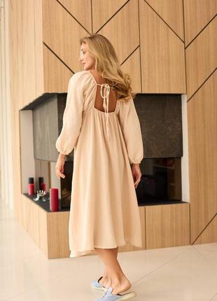 Нежное муслиновое платье мини с открытой спинкой, женское платье из натуральной ткани хлопка/ мод 50077 фото