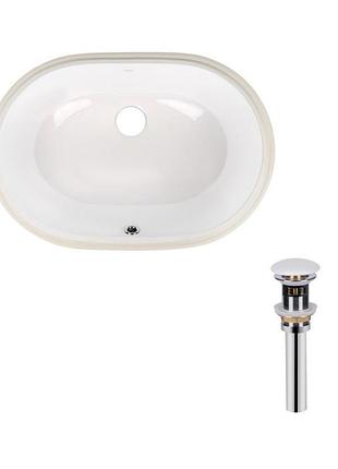 Комплект qtap stork: раковина врізна овальна 560x395x195 мм white + донний клапан pu02o