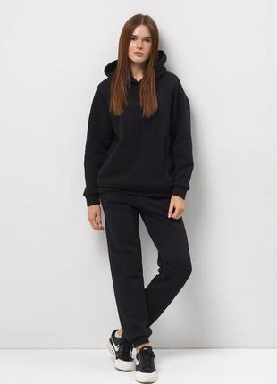 Жіночий спортивний костюм на флісі, не кошлатиться xs s m l xl чорний, україна