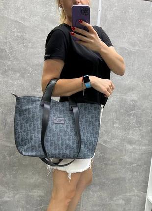 Женская стильная и качественная сумка шоппер из эко кожи черная5 фото