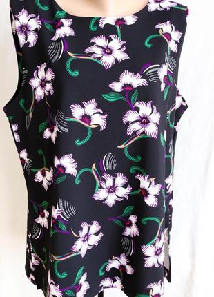 Чорна жіноча літня блузка з квітковим принтом блуза бренд next розмір xl-2xl 50-526 фото