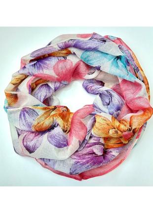 Весняний жіночий шарф хомут - снуд. легкий бавовняний натуральний шарф снуд