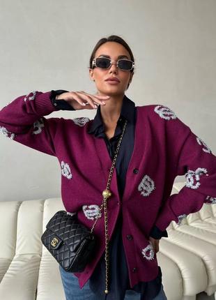 Кардиган в стилі chanel бордо марсала