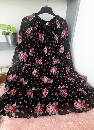 Квіткова сукня h&m з довгим рукавом, розмір л-м