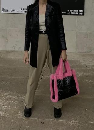 Сумка зі штучним рожевим хутром3 фото