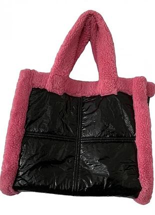Сумка зі штучним рожевим хутром2 фото