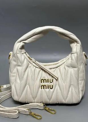 Женская сумка miu miu миу миу молочная