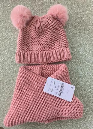 Комплект шапка + хомут шарф в стиле zara